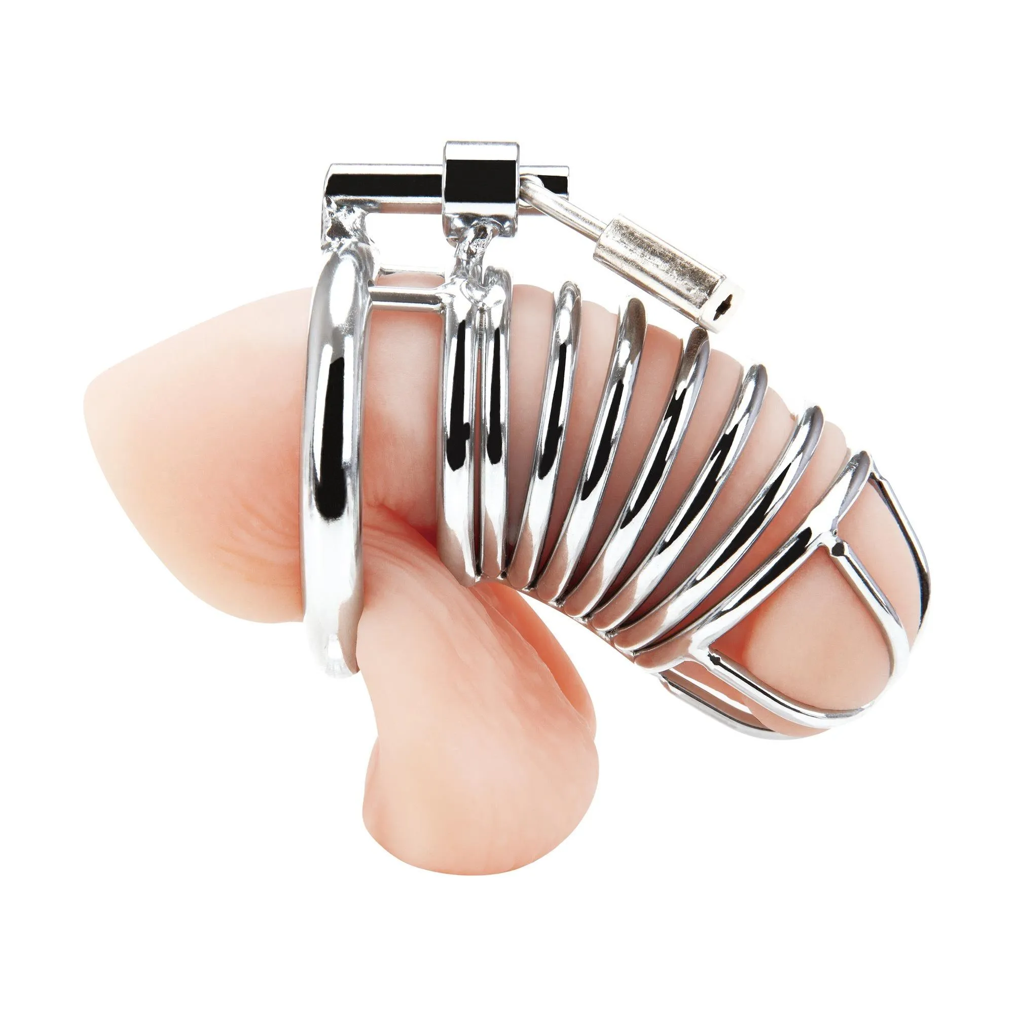 Deluxe Chastity Cock Cage with Lock (Stainless Steel)