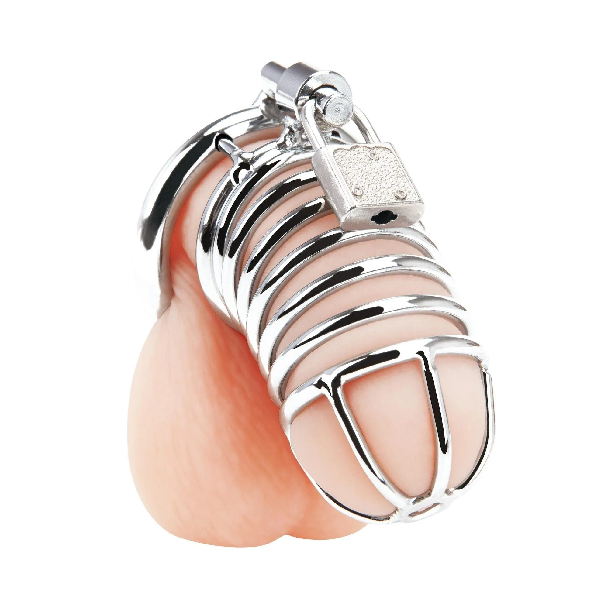 Deluxe Chastity Cock Cage with Lock (Stainless Steel)