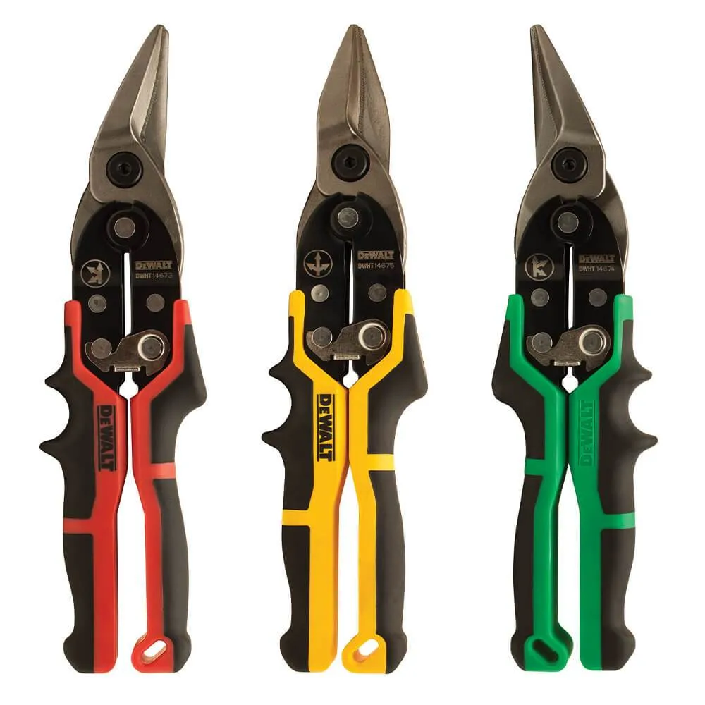 DeWALT DWHT14676 18-22ga Red/Green/Yellow Straight/Right/Left Aviation Snip Set