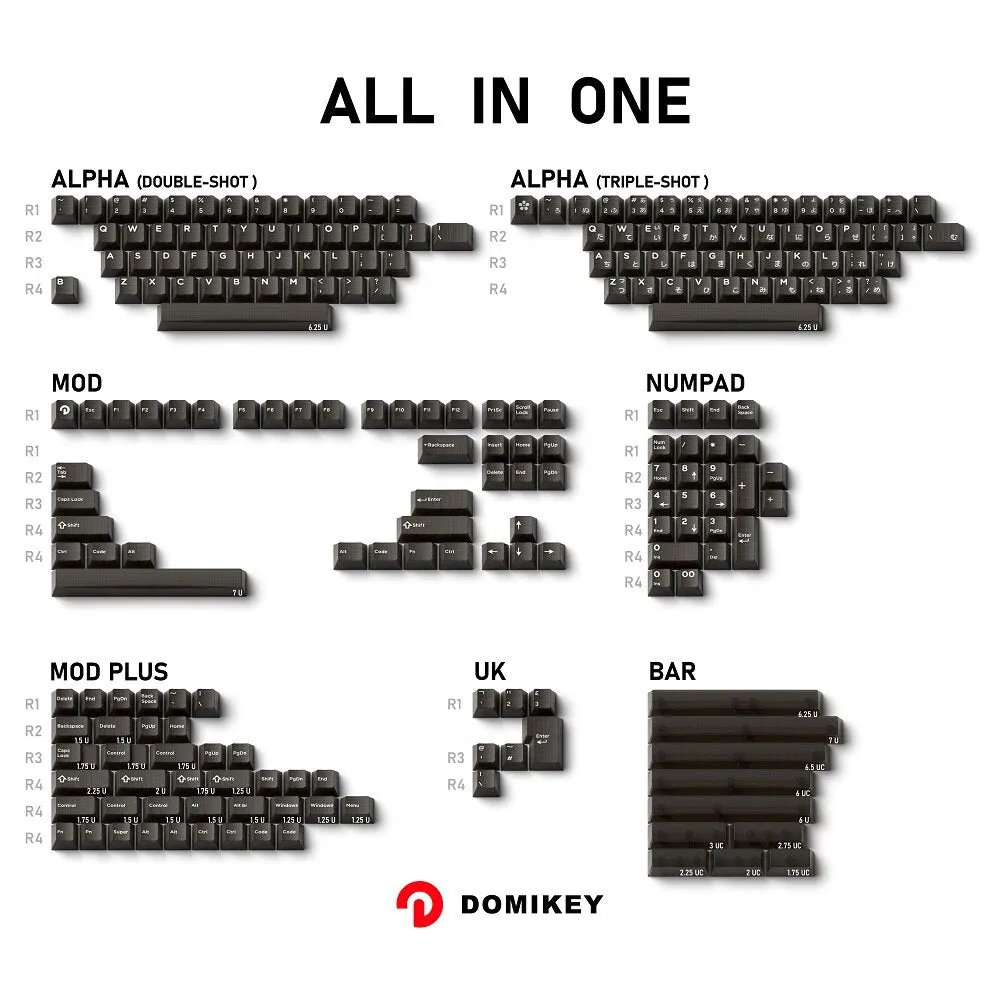 Domikey Obsidian WOB Cherry Profile abs doubleshot backlit keycap for mx keyboard poker 87 104 xd64 xd68 BM60 BM65 BM68 BM80