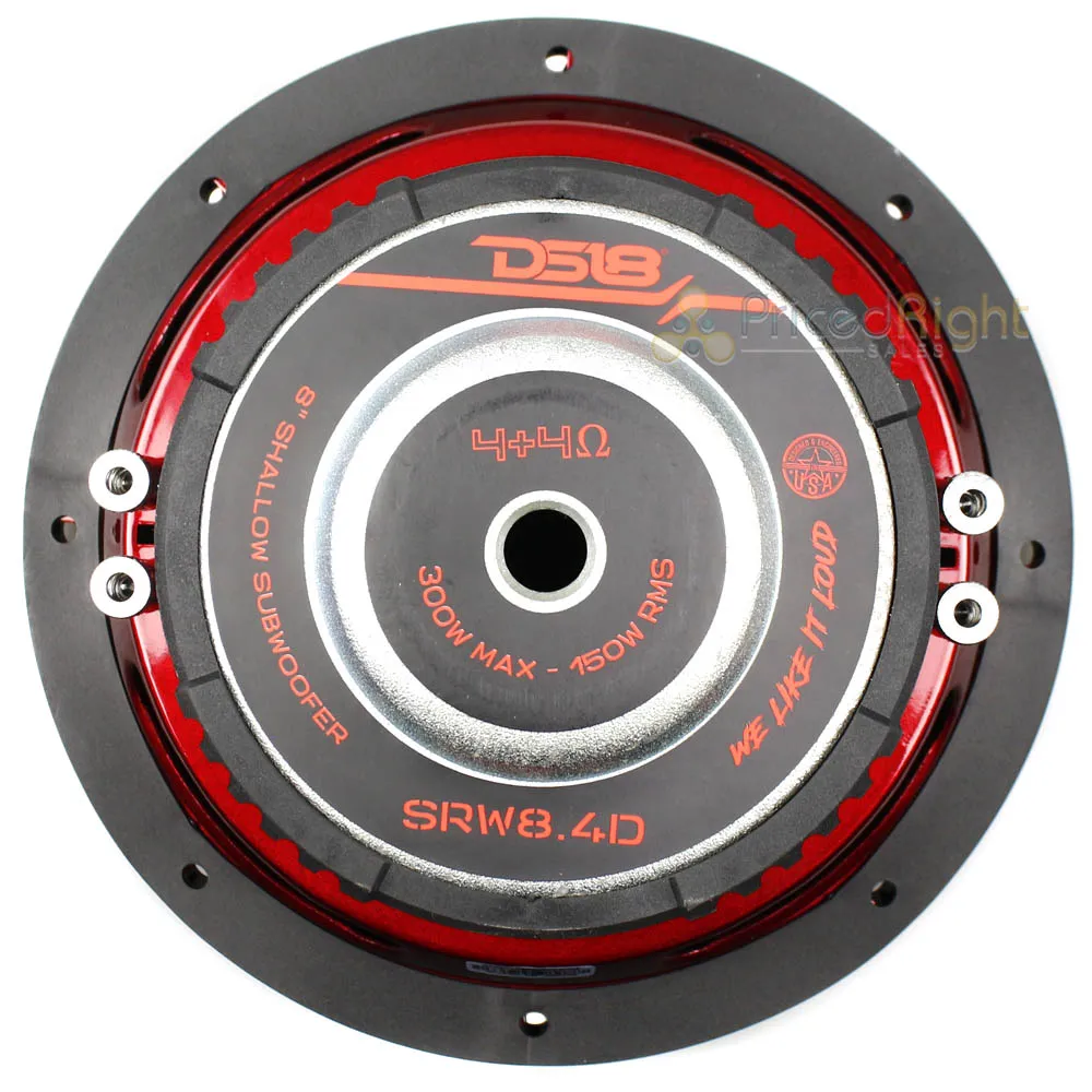 DS18 8" Shallow Subwoofer 300 Watt Max 4 Ohm Car Audio SRW Series SRW8.4D Single