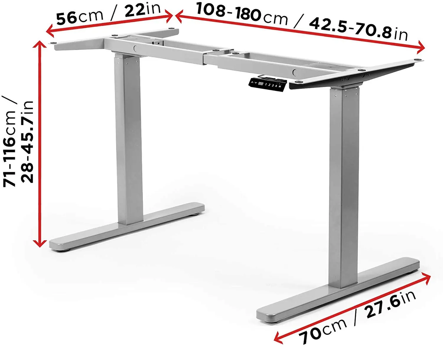 Duronic Sit Stand Up Desk Top Frame Converter TM22 GY, Manual Standing Sitting Height Adjustable Riser Desks, Ergonomic Standup Workstation for Office Home Laptops Monitor Computer - Frame Only, Grey