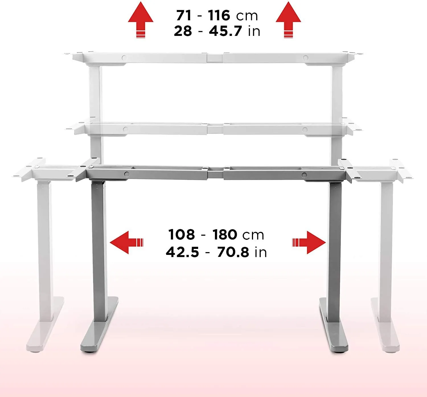 Duronic Sit Stand Up Desk Top Frame Converter TM22 GY, Manual Standing Sitting Height Adjustable Riser Desks, Ergonomic Standup Workstation for Office Home Laptops Monitor Computer - Frame Only, Grey