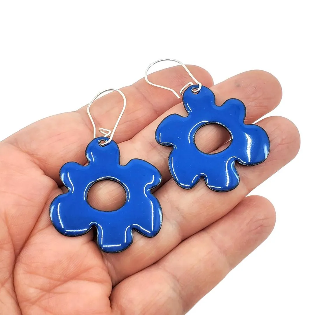 Earrings - Mod Flower Open (Cobalt Blue) by Magpie Mouse Studios