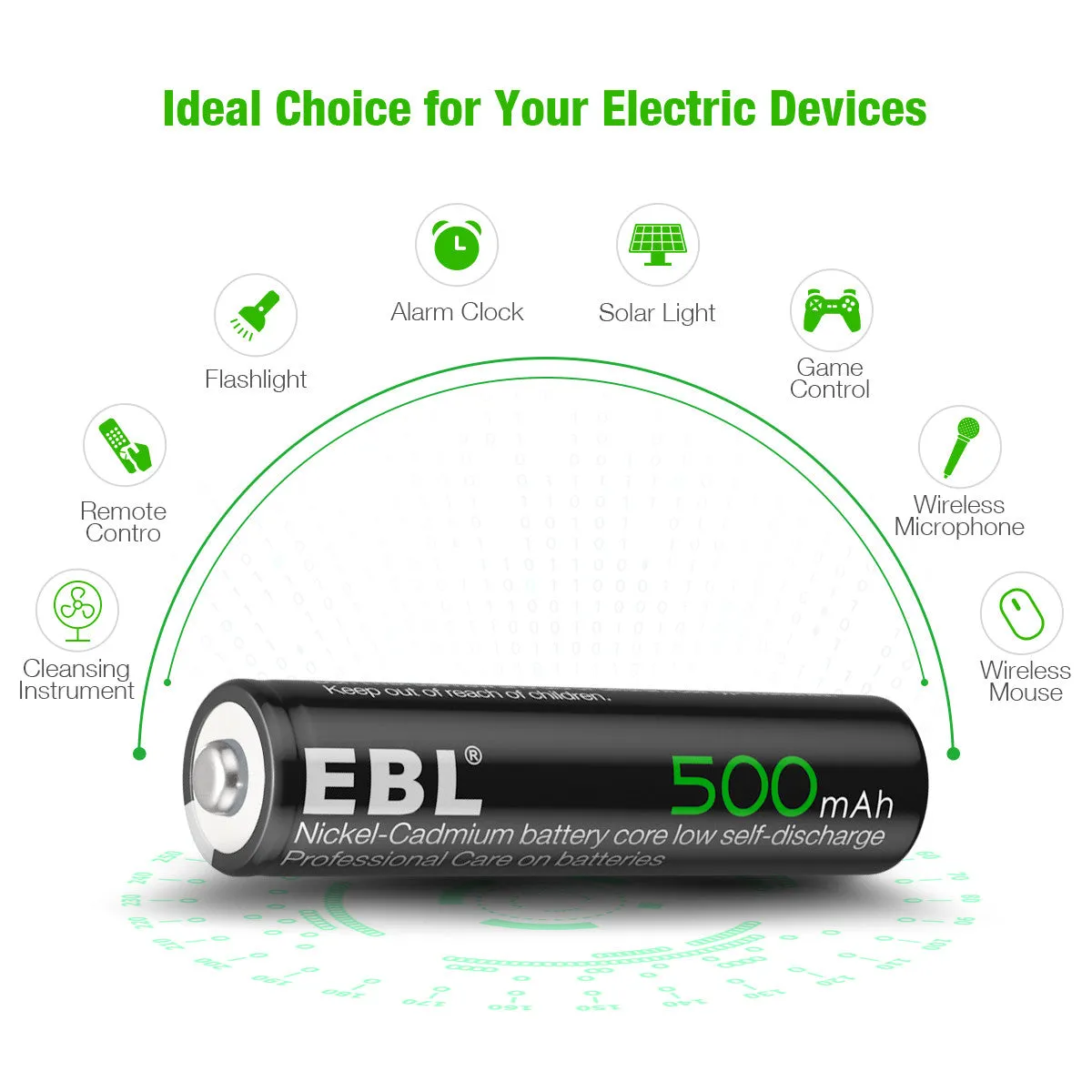 EBL AAA Ni-Cd Rechargeable Batteries 1.2V 500mAh