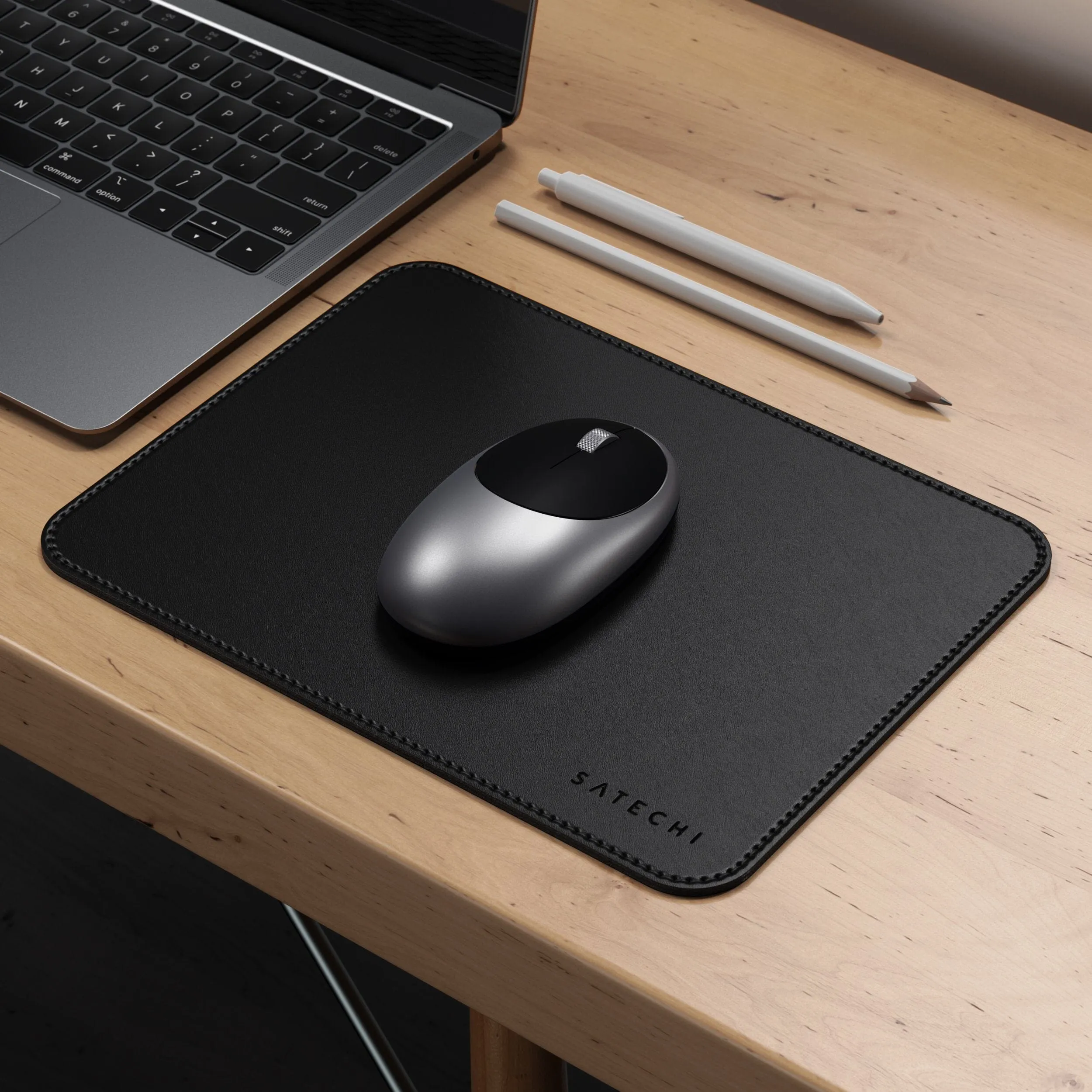 Eco-Leather Mouse Pad - Black | M1 Wireless Mouse - Space Gray