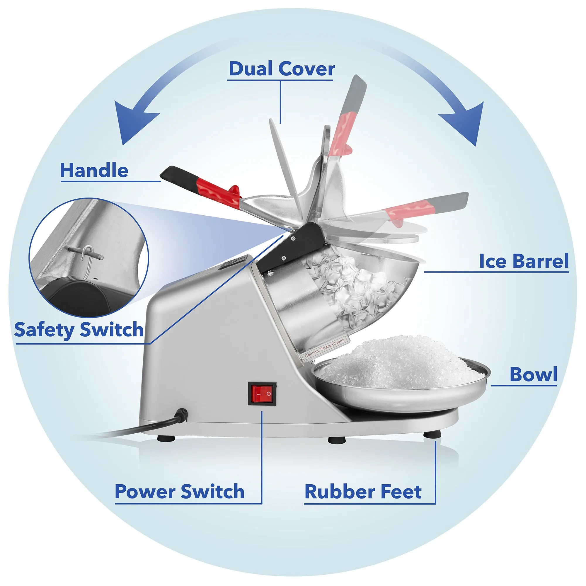 Electric Ice Crusher with Dual Blades and Scoop