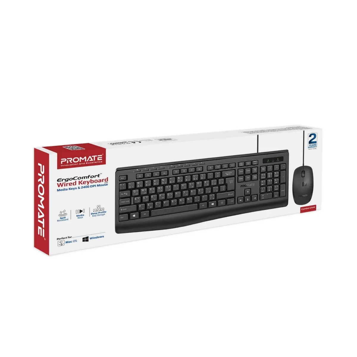 ErgoComfort™ Wired Keyboard with Media Keys and 2400 DPI Mouse