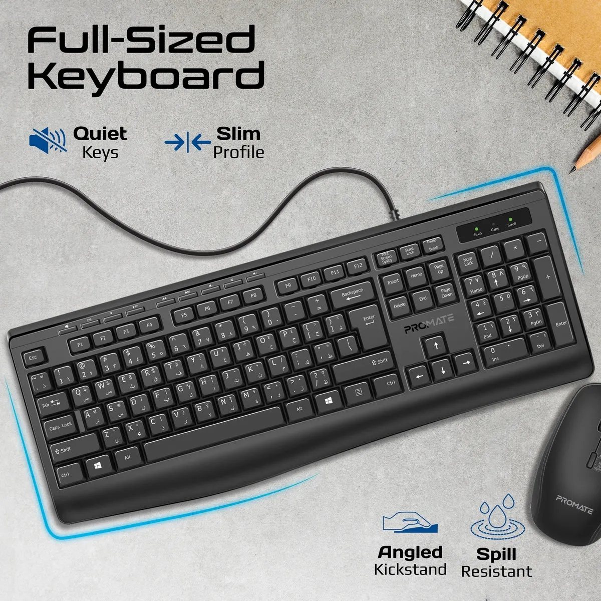 ErgoComfort™ Wired Keyboard with Media Keys and 2400 DPI Mouse