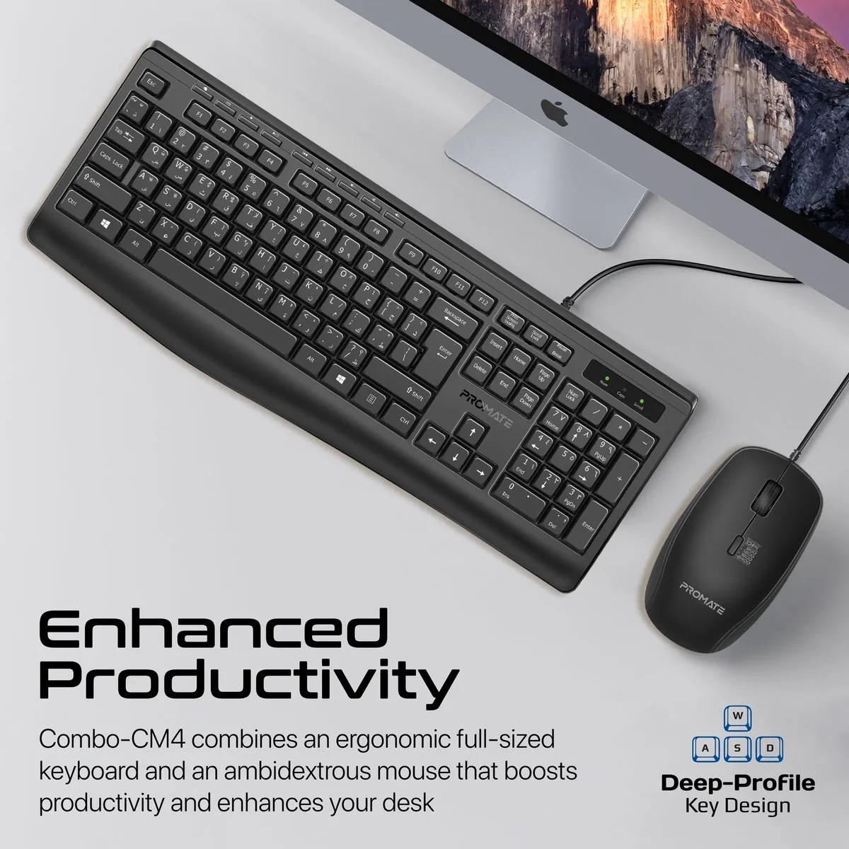 ErgoComfort™ Wired Keyboard with Media Keys and 2400 DPI Mouse