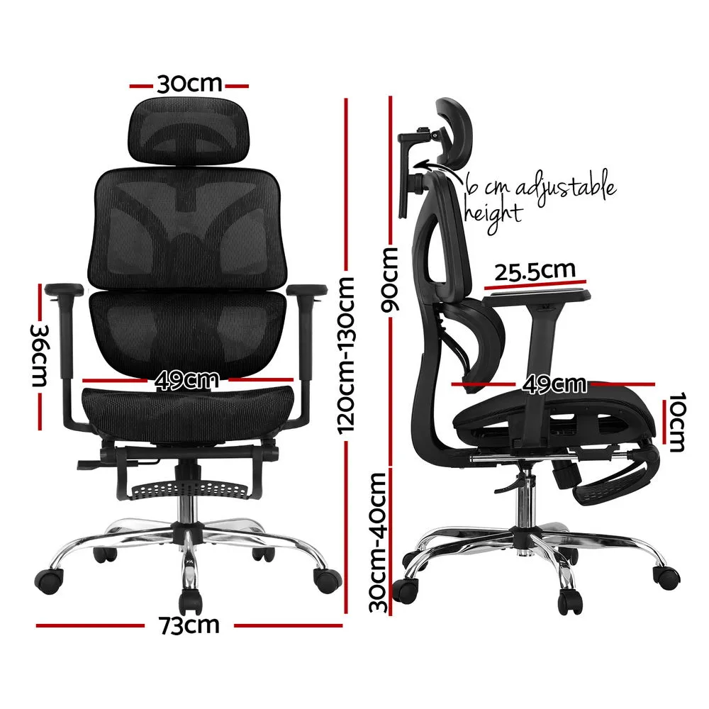 Ergonomic High-Back Mesh Office Chair w/ Footrest - Artiss