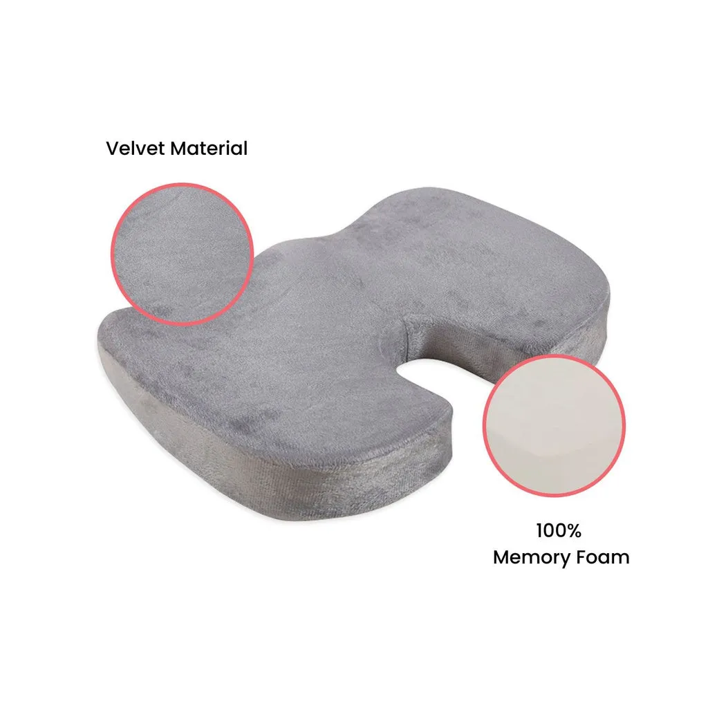 Ergonomic Memory Foam U-Shaped Seat Cushion, Dark Grey