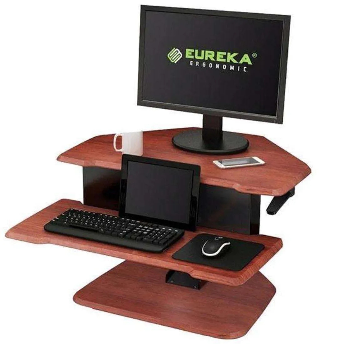 Eureka Ergonomic 28 Inch Corner Standing Desk Converter ERK-DCC-28C, Cherry