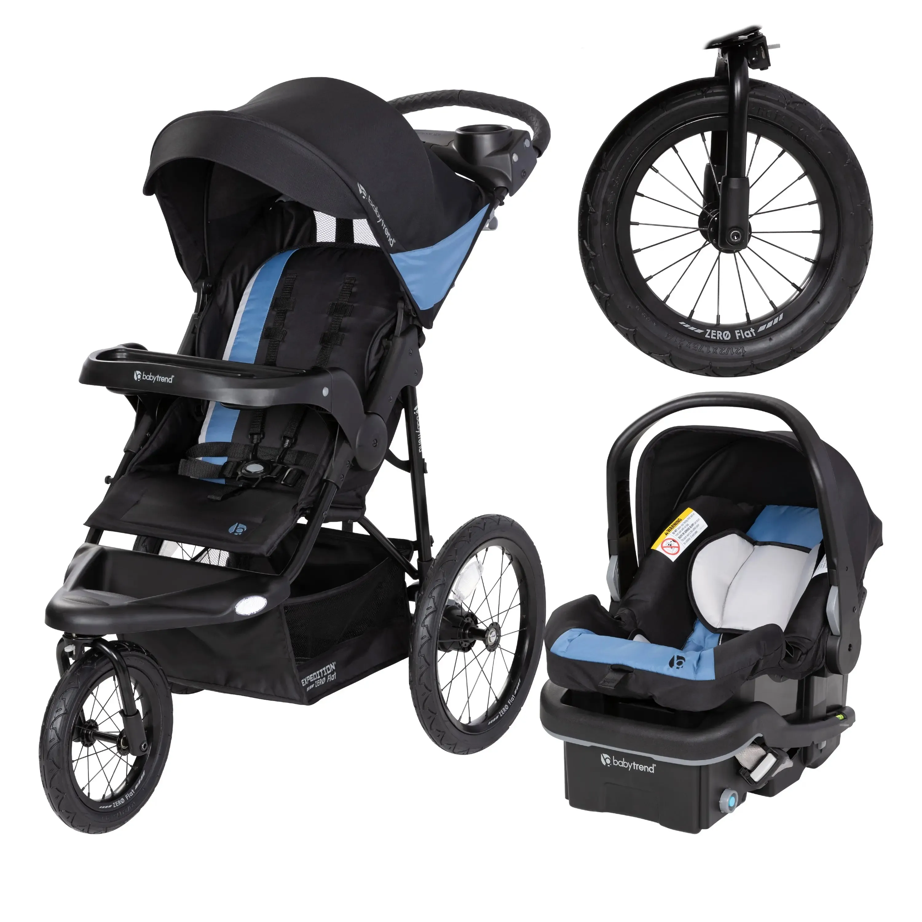 Expedition® Zero Flat Jogger Travel System with LED Lights EZ-Lift™ PLUS Infant Car Seat