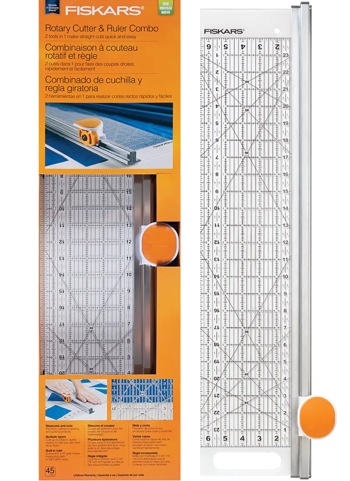 Fiskars Rotary Cutter and Ruler Combo - Rectangle 6" x 24"