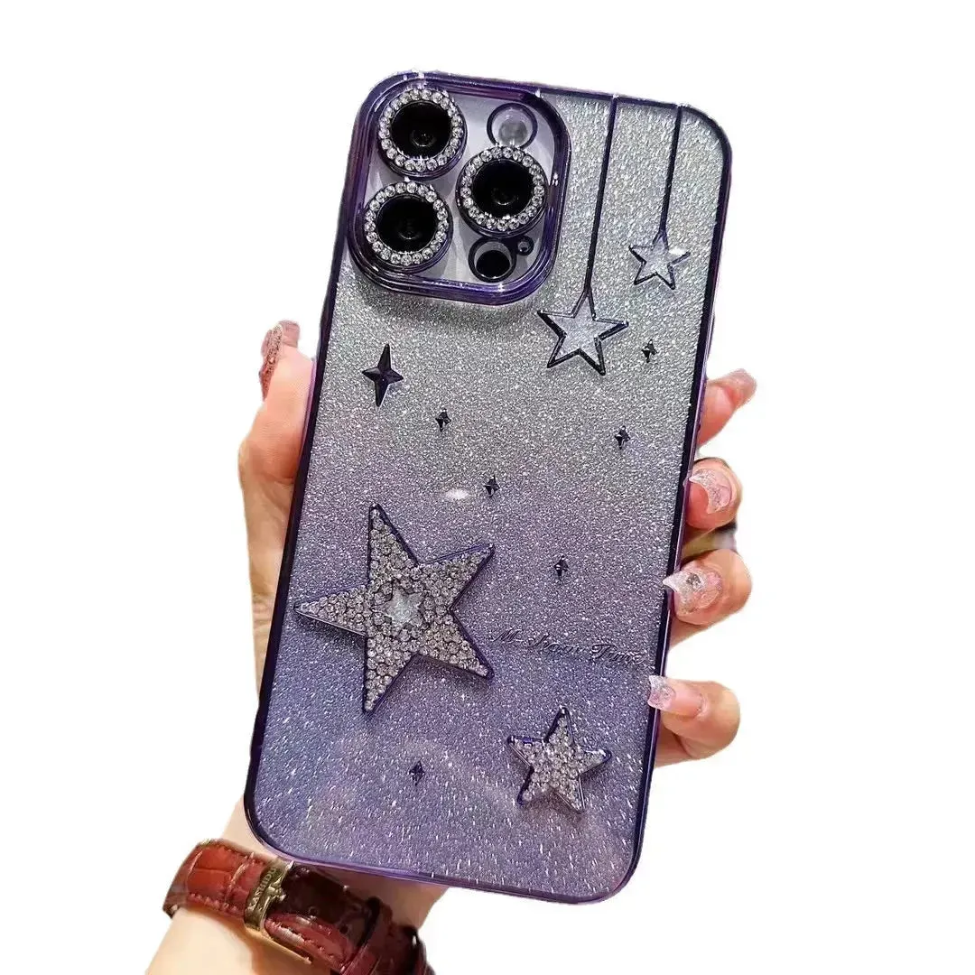 Glittery Hanging Stars Phone Case (For iPhones)