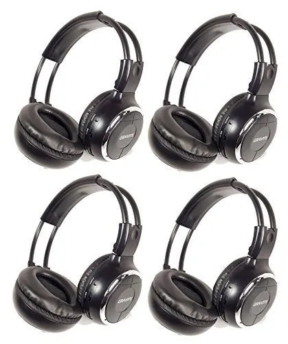 Gravity GR50WHD4-Pack Dual Channel Universal IR Infrared Wireless Foldable In-Car Headphone for TV Video Audio Listening