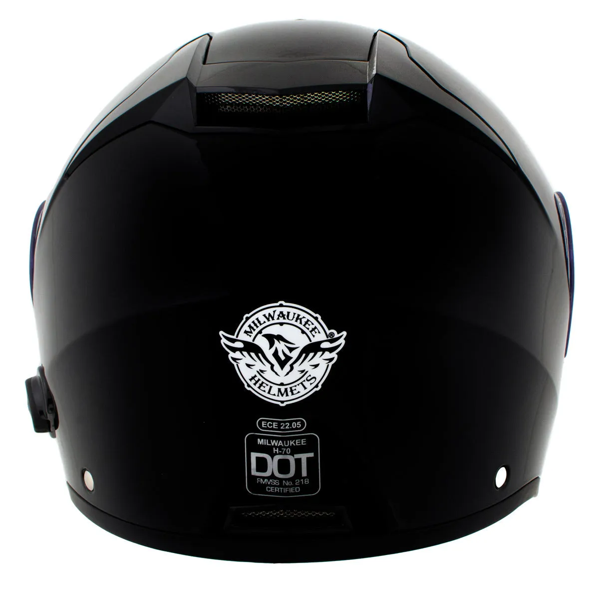 H7000 Glossy Black 'Mayday' Modular Motorcycle Helmet w/ Intercom - Built-in Speaker and Microphone for Men / Women