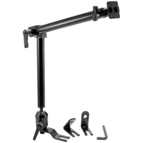 Heavy-Duty Seat Rail or Floor Car Mounting Pedestal with 22" Adjustable Arm - Dual-T Compatible