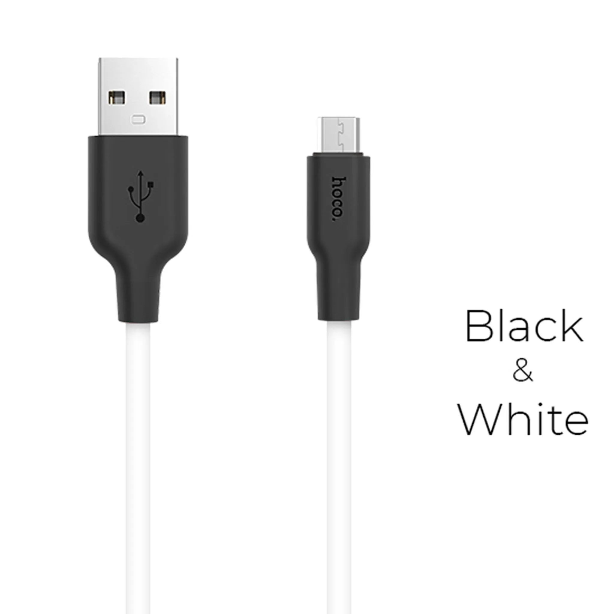 HOCO X21 Silicone micro charging cable - black＆white