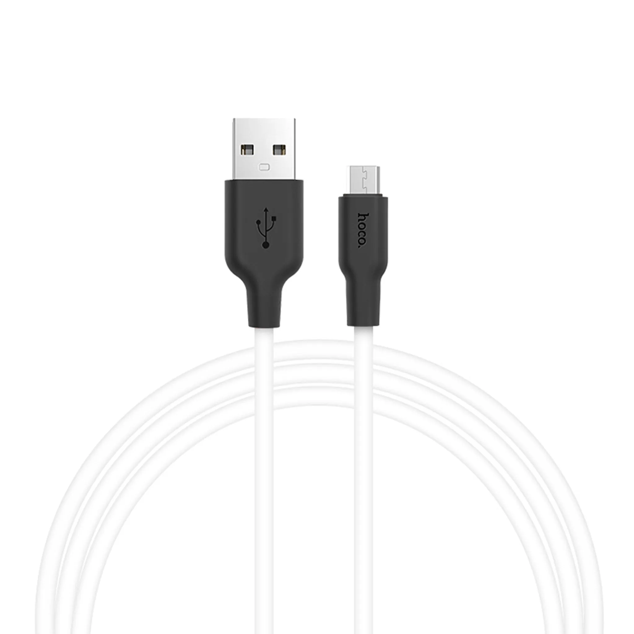 HOCO X21 Silicone micro charging cable - black＆white