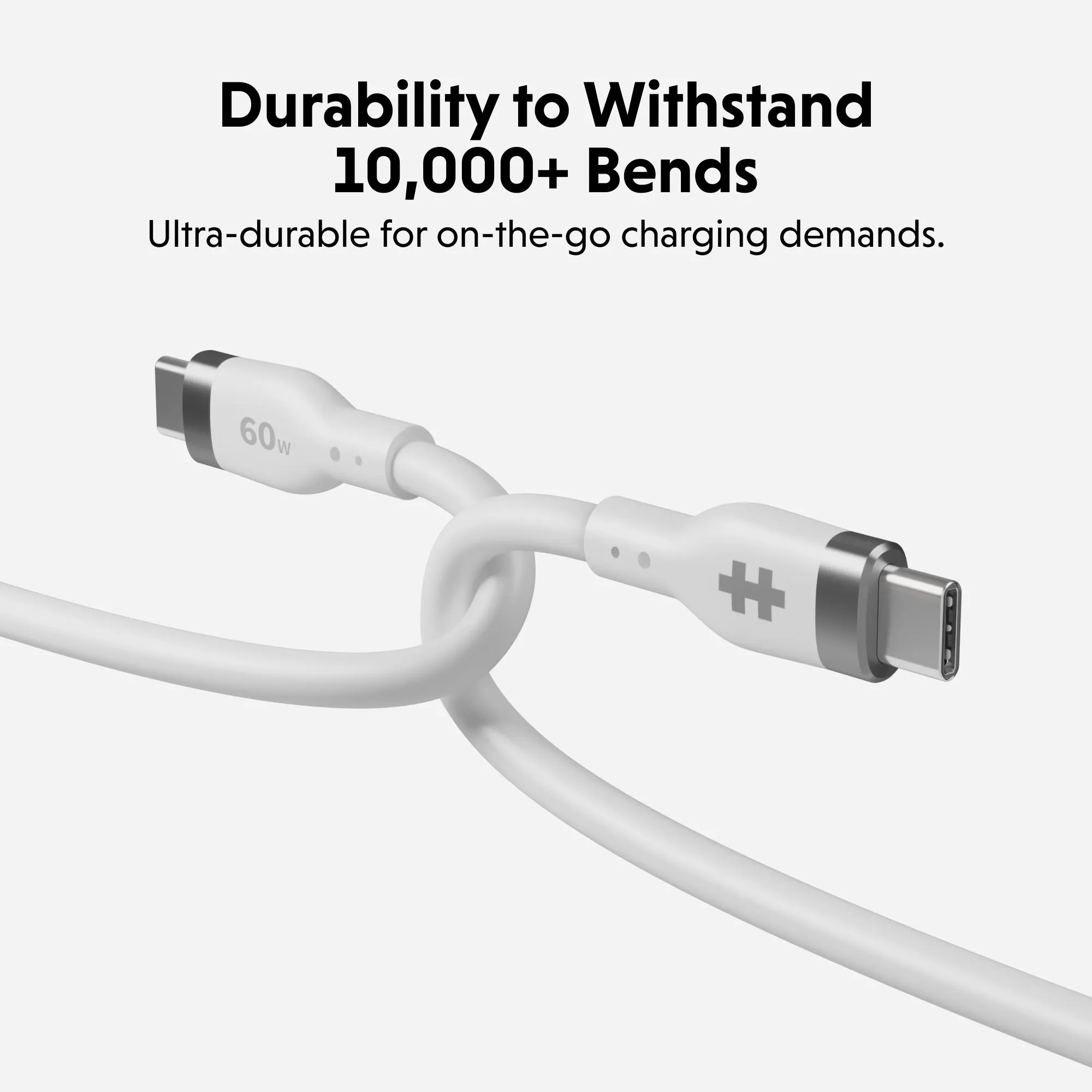 HyperJuice USB-C Silicone Charging Cable (1.5m/5ft) - White