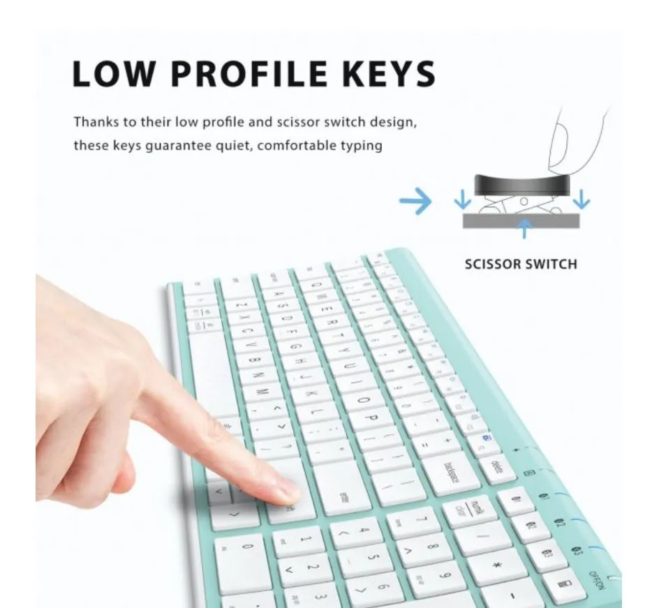 iClever BK10 Universal Bluetooth Wireless Keyboard with Rechargeable Ultra-Slim with Number Pad, Ergonomic Design, Full Size, Stable Connection for Windows, iOS, Android, (GREEN, BLACK) BK-10 BK 10