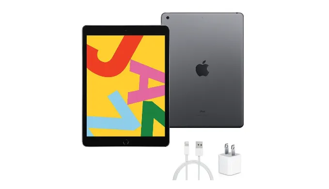 iPad 7 32GB 4G   Cellular Unlocked Bundle with Tempered Glass, Case & Charger (Refurbished) - Ships Quick!