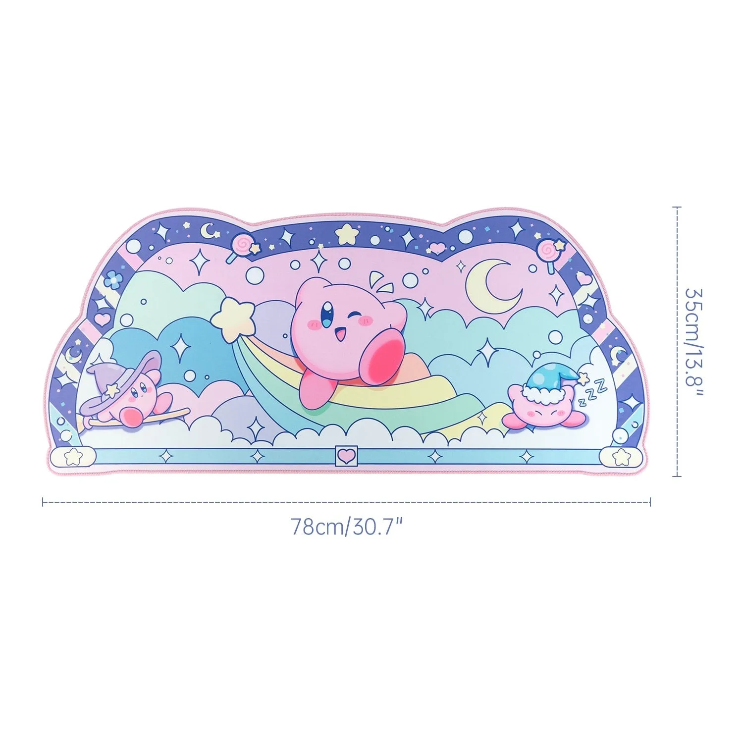 Kawaii Desk Mat Bundle – 3 Pack Anime Kirby Sakura Shark Mousepads