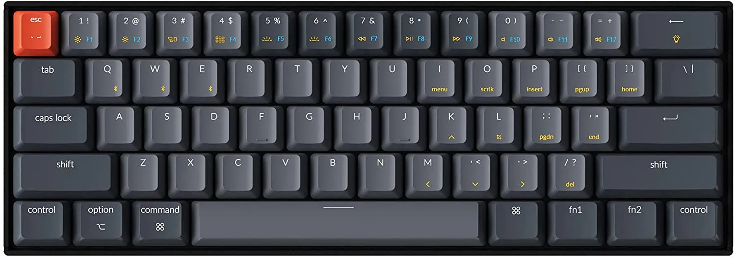 Keychron K12 60% Layout with White LED Backlight N-Key Rollover, Compact 61 Keys Computer Keyboard (Gateron Red Switch) (K12B1)