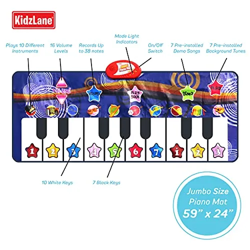 Kidzlane Durable Piano Dance Mat Giant Floor Keyboard Toy for Kids