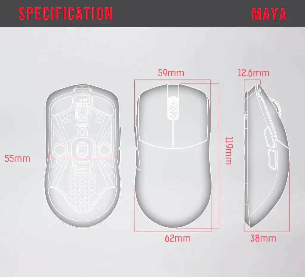 Lamzu Maya Wireless Gaming Mouse - Polar White (4K compatible)