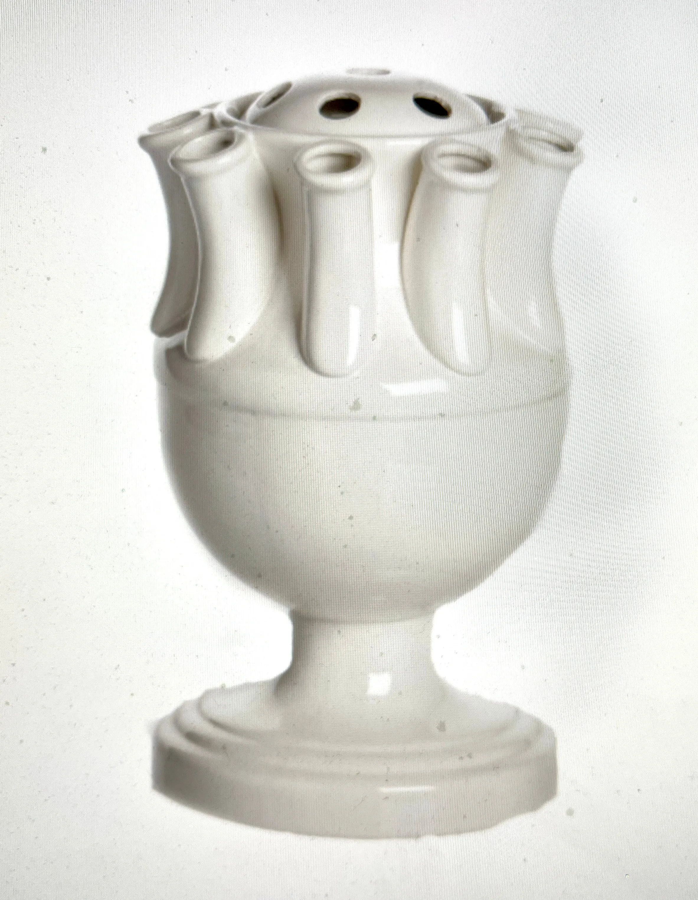 Large 12.5” White Ceramic Tulipiere Flower Vase