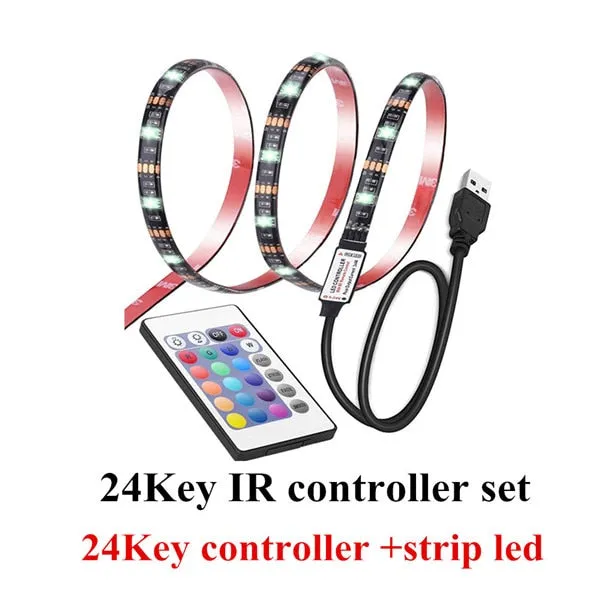 LED Strip 5050 RGB Not waterproof 30LED TV Background Lighting USB DC5V 1M 2M 3M 5M DIY Flexible LED Light.Music mini controller