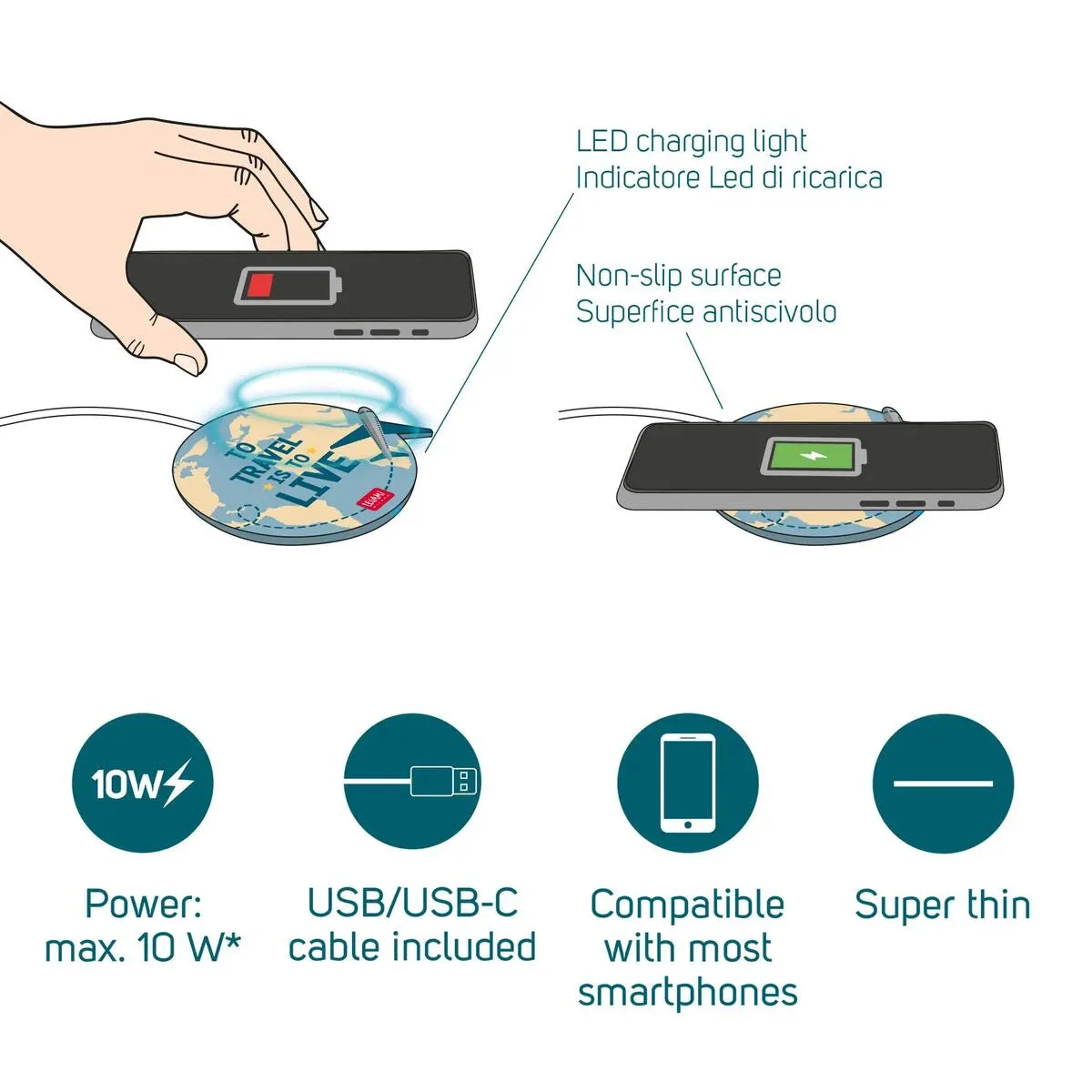 Legami Superfast Wireless Charger Blue