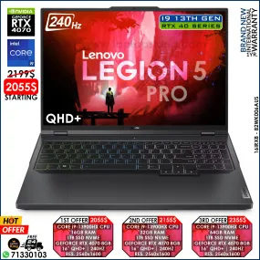 Lenovo Legion 5 Pro 16IRX8-82WK006AUS Core i9-13900hx Rtx 4070 240hz 16" Qhd  Gaming Laptops (Brand New)