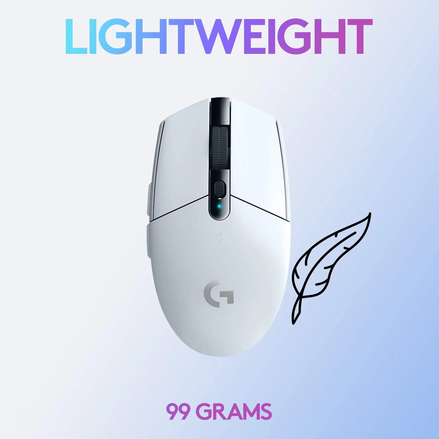 Logitech G305 LIGHTSPEED Wireless Gaming Mouse, HERO 12K Sensor, 6 Programmable Buttons, 250h Battery, White