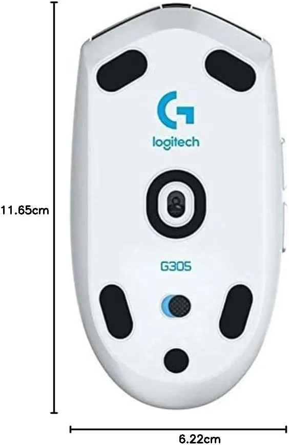 Logitech G305 LIGHTSPEED Wireless Gaming Mouse, HERO 12K Sensor, 6 Programmable Buttons, 250h Battery, White