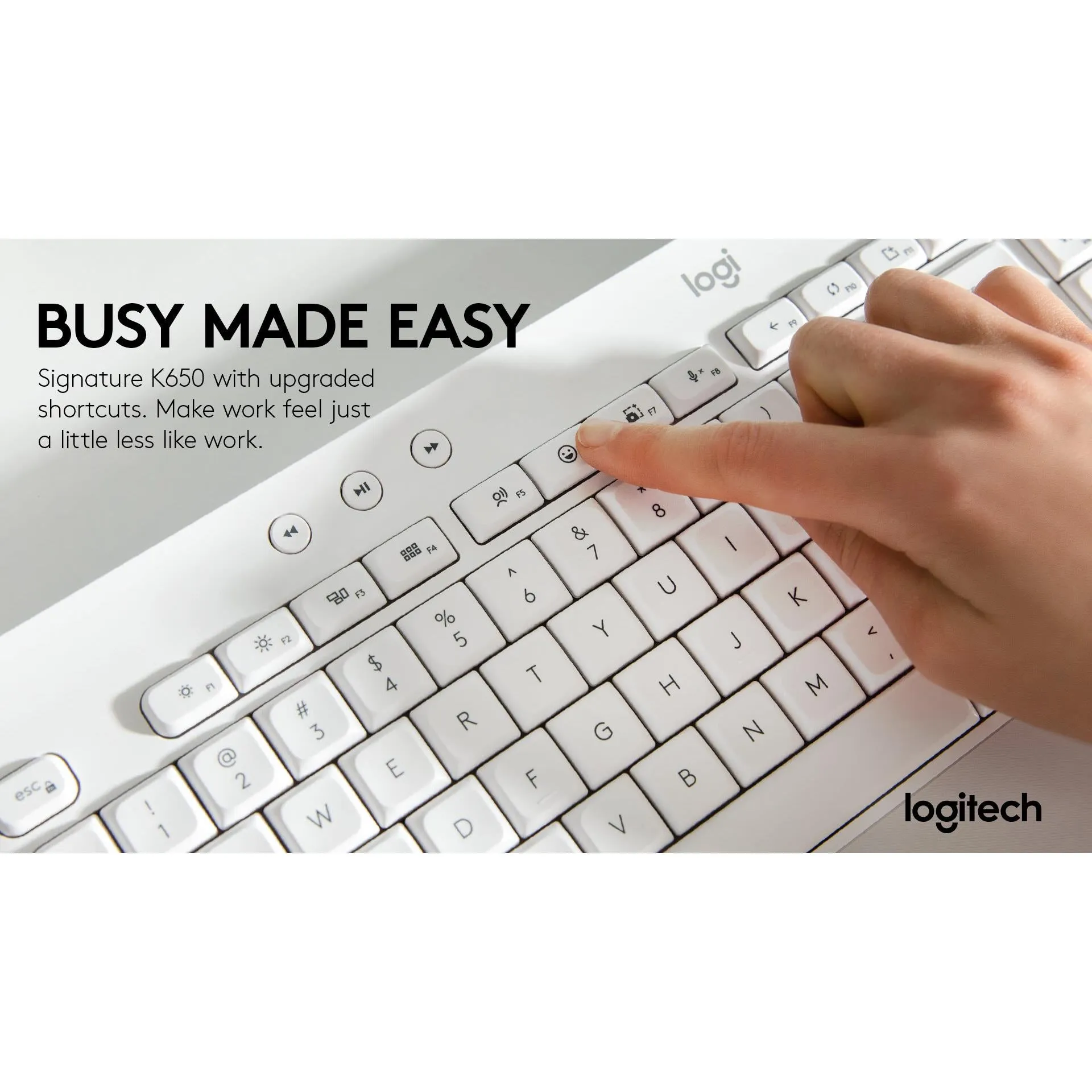 Logitech K650 Signature Wireless Keyboard (White)