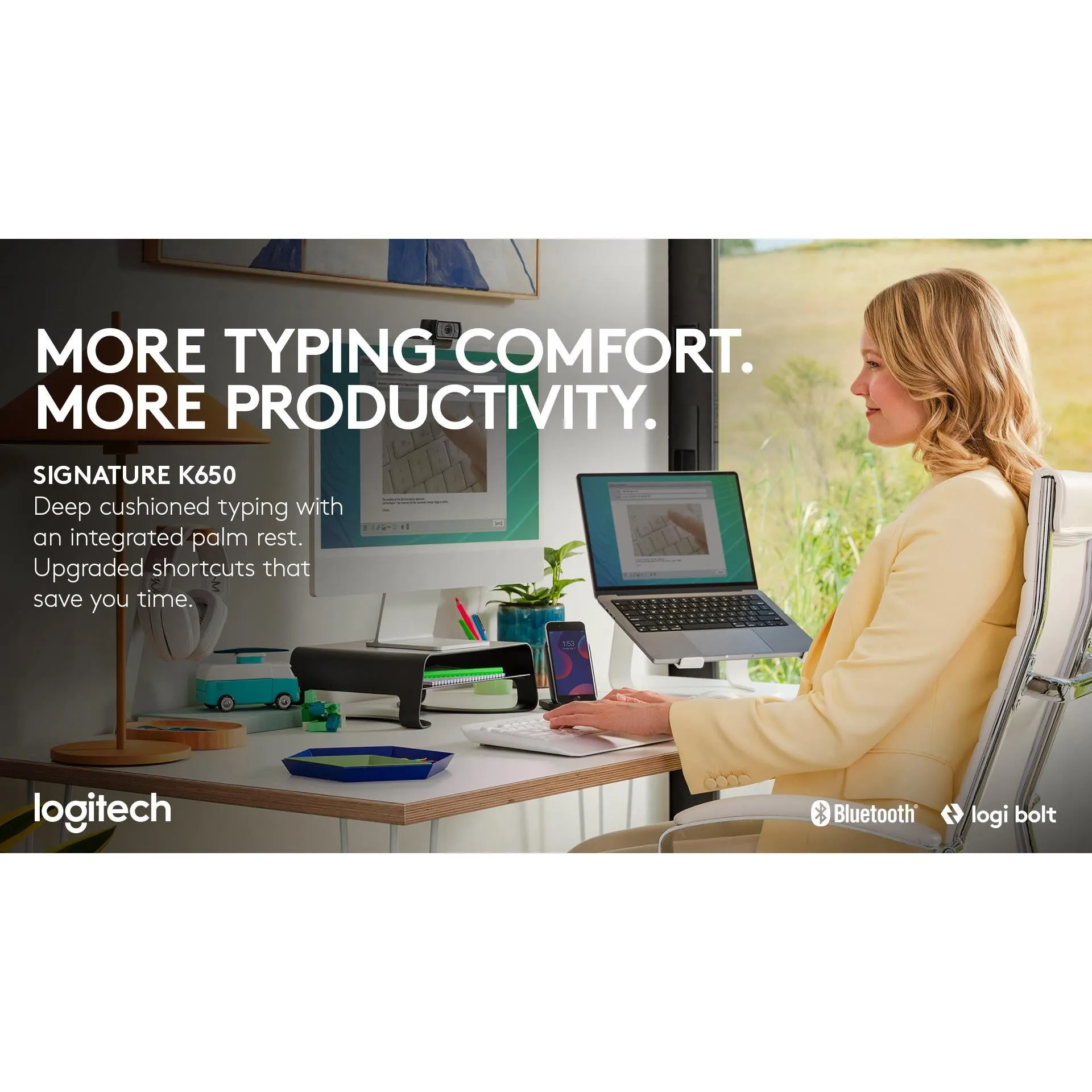 Logitech K650 Signature Wireless Keyboard (White)