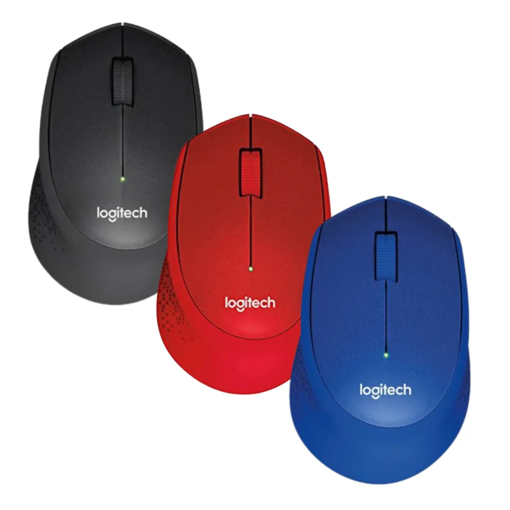 Logitech M331 2.4GHz Silent Plus Wireless Mouse with 1000 DPI USB Nano Receiver for PC, Mac & Laptop (Blue, Black, Red)