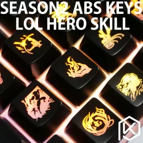 LOL Champion Skills and Summoner Spells backlit keycaps ABS laser-etched black red