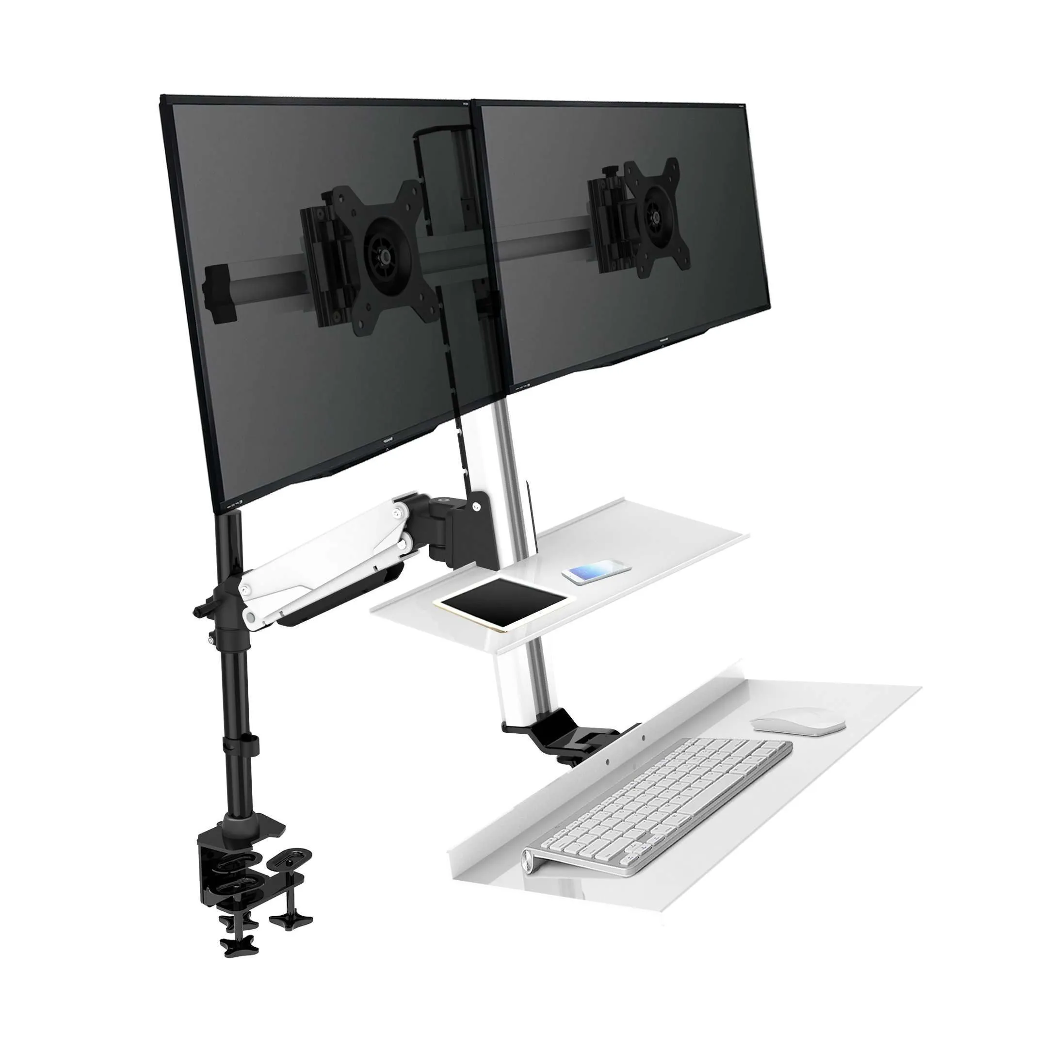 Lorell/Rocelco Dual-Monitor Ergonomic Floating Desk with Arm & Tray, R EFD-EFD2-EFDT