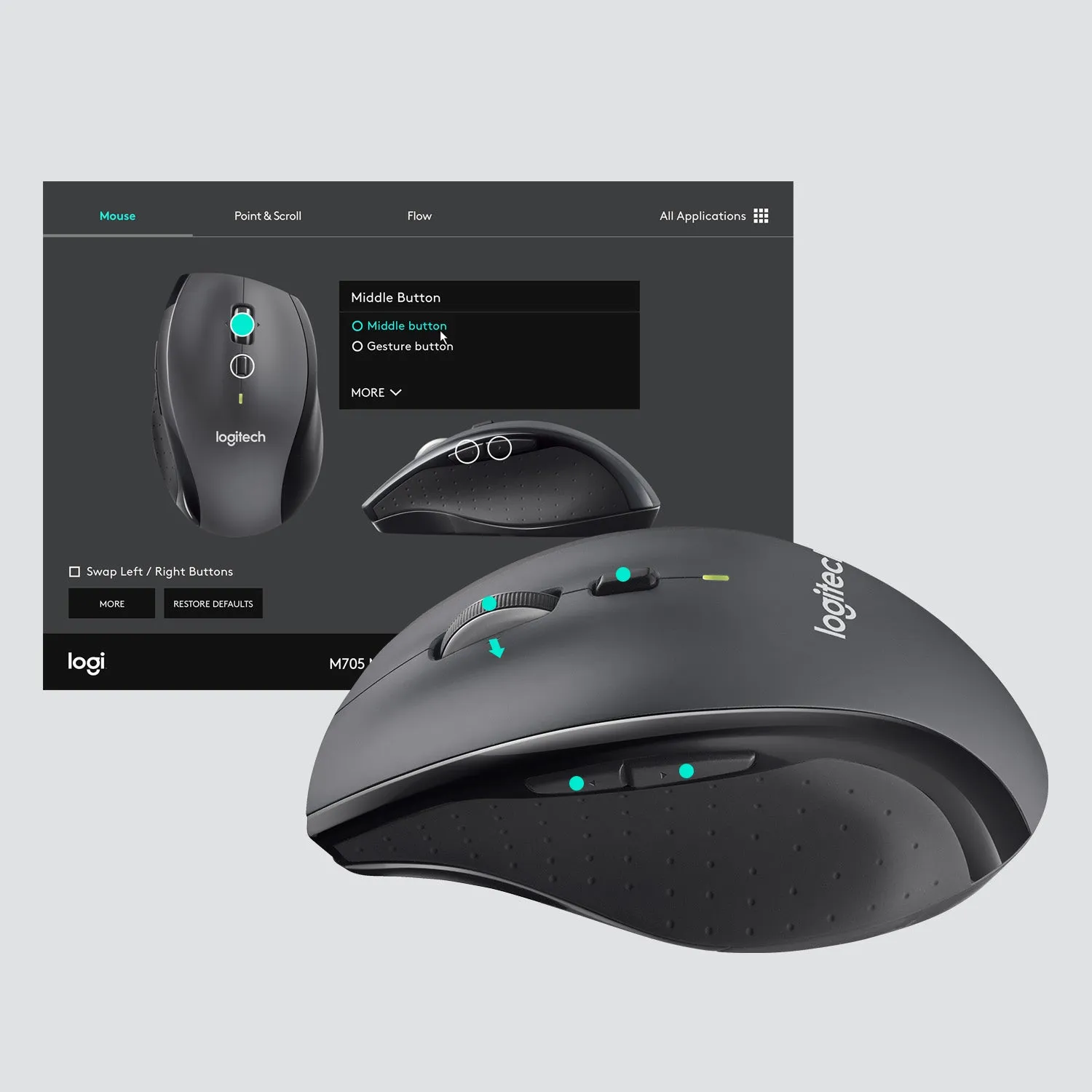 M705 Black Mouse  Wireless