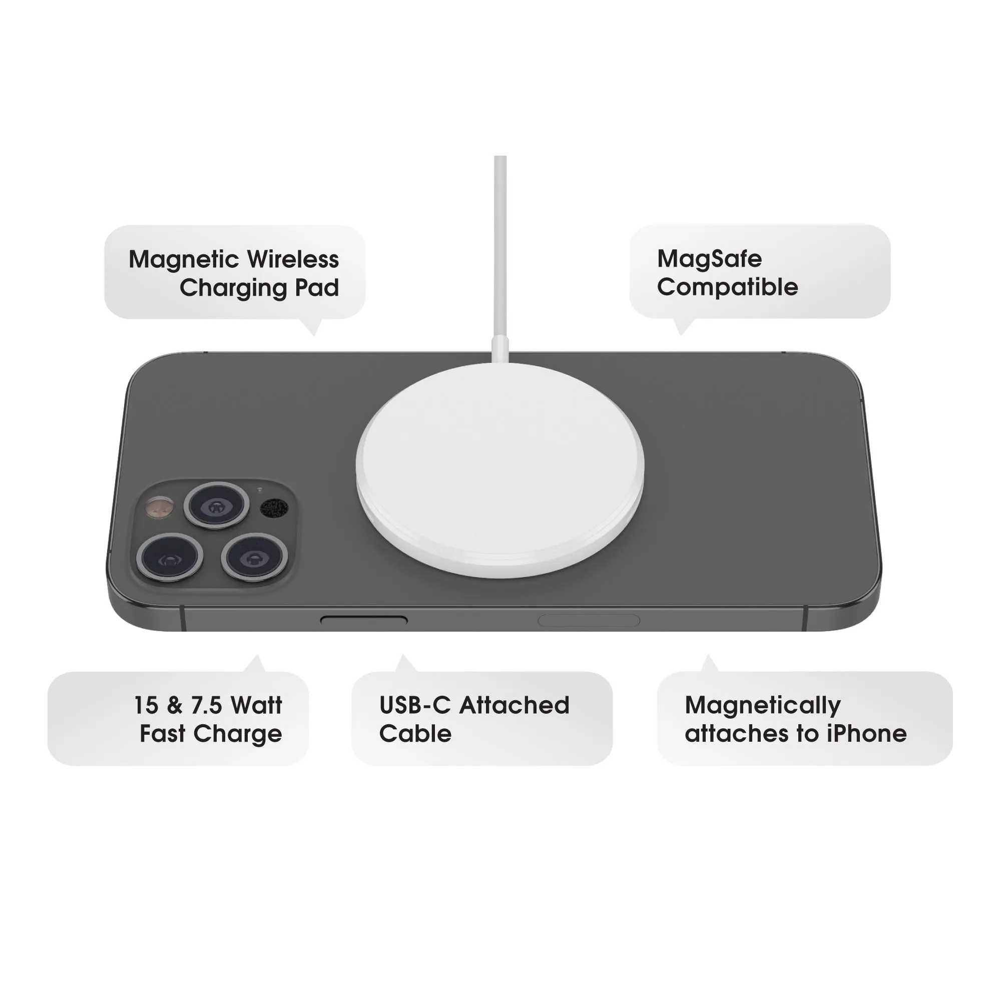 MagPad | MagSafe Wireless Charging Pad & USB C Cable | for Apple iPhone