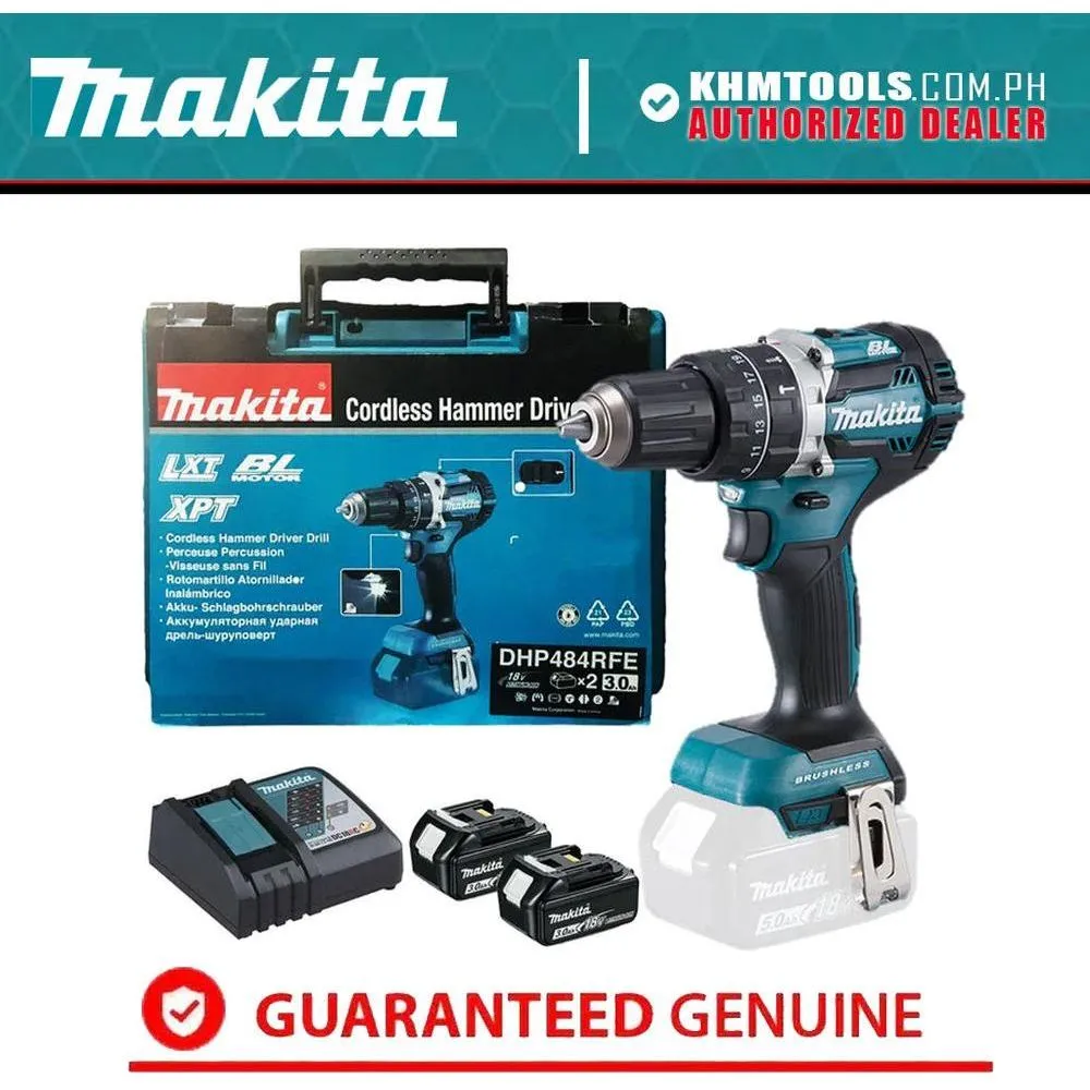 Makita DHP484RFE Cordless Brushless Hammer Drill (LXT-Series)