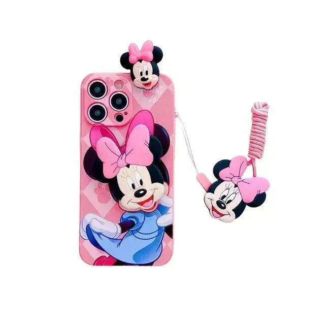 Mickey Minnie Cute Phone Case with Strap (For iPhones)