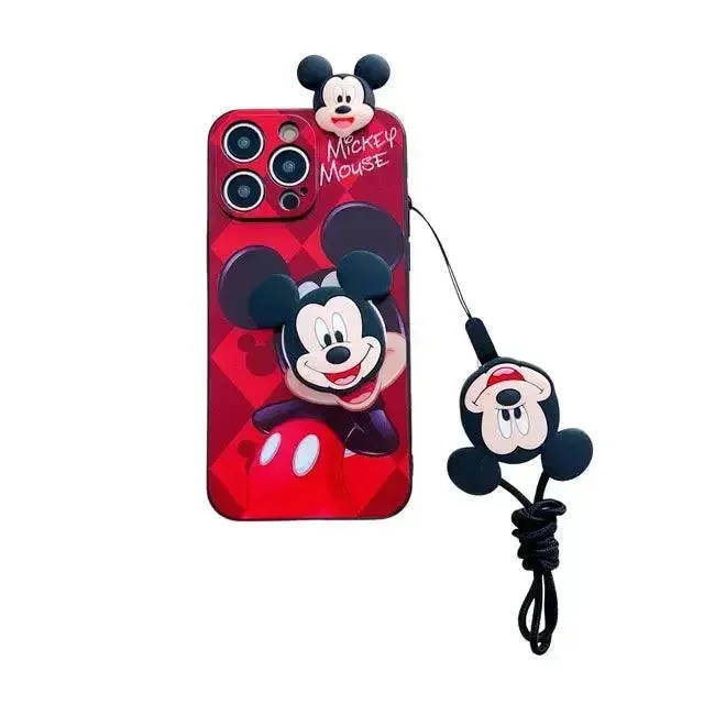 Mickey Minnie Cute Phone Case with Strap (For iPhones)