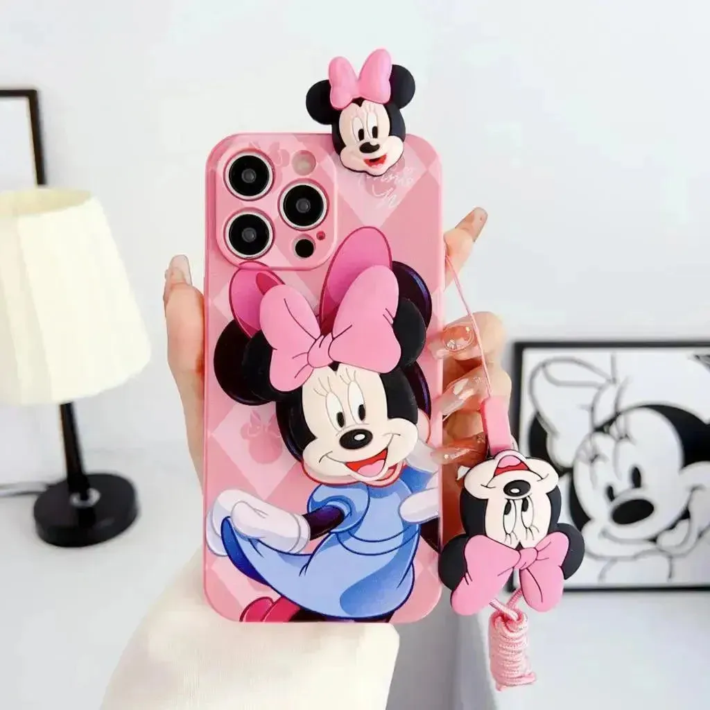 Mickey Minnie Cute Phone Case with Strap (For iPhones)