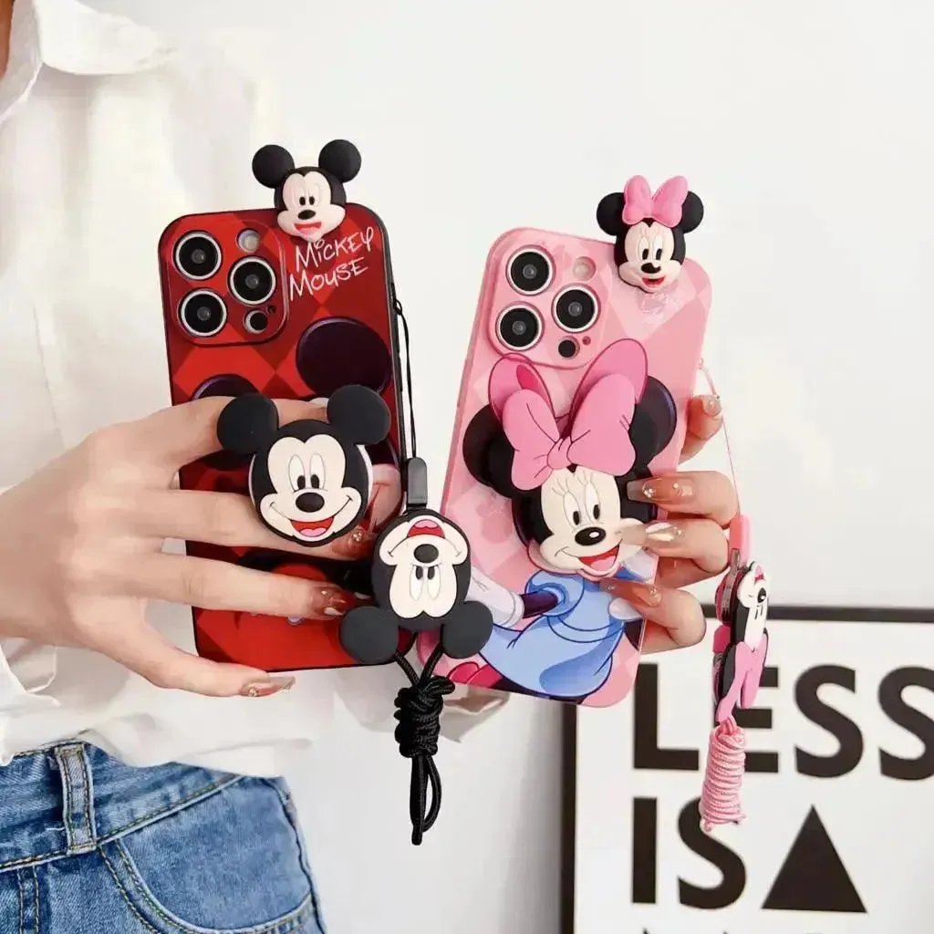 Mickey Minnie Cute Phone Case with Strap (For iPhones)